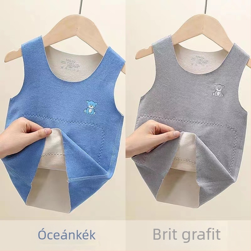 Gyermekeknek szóló német bársonyból készült önmelegítő termo mellény, testhez álló alsó réteg fleece béléssel, ujj nélküli, téli vastag kialakítás