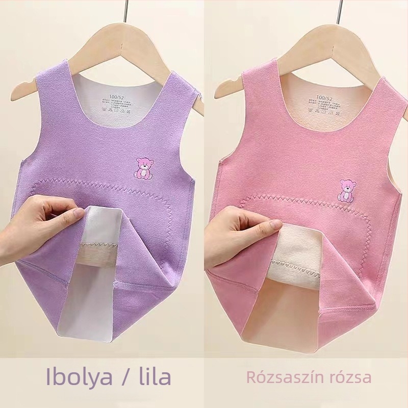 Gyermekeknek szóló német bársonyból készült önmelegítő termo mellény, testhez álló alsó réteg fleece béléssel, ujj nélküli, téli vastag kialakítás