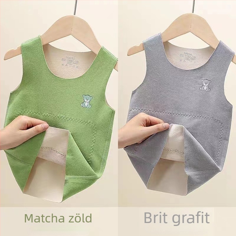 Gyermekeknek szóló német bársonyból készült önmelegítő termo mellény, testhez álló alsó réteg fleece béléssel, ujj nélküli, téli vastag kialakítás