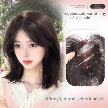 Természetes volumenű topper paróka koronai fedéséhez, valódi emberi haj, kézzel varrott, festhető és permelhető, modell Cloud Light Yarn