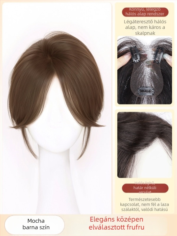 Természetes volumenű topper paróka koronai fedéséhez, valódi emberi haj, kézzel varrott, festhető és permelhető, modell Cloud Light Yarn