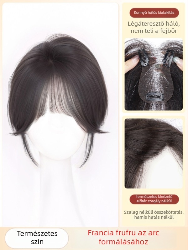 Természetes volumenű topper paróka koronai fedéséhez, valódi emberi haj, kézzel varrott, festhető és permelhető, modell Cloud Light Yarn