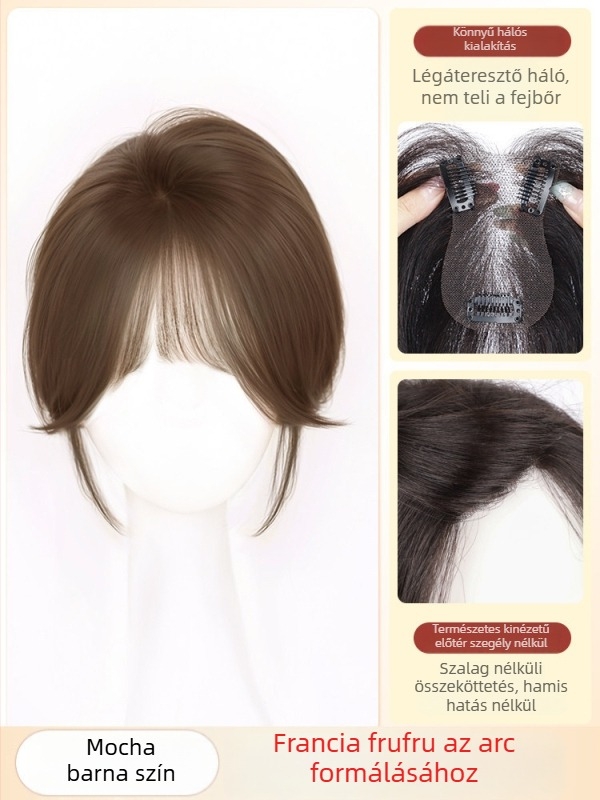 Természetes volumenű topper paróka koronai fedéséhez, valódi emberi haj, kézzel varrott, festhető és permelhető, modell Cloud Light Yarn