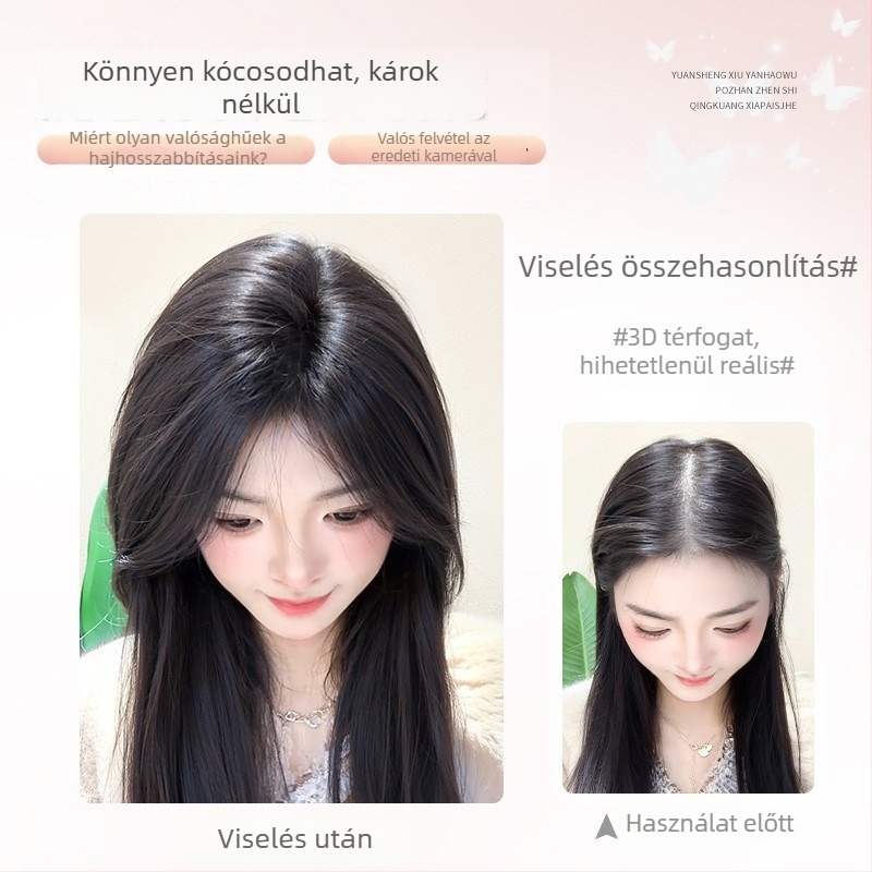 Természetes volumenű topper paróka koronai fedéséhez, valódi emberi haj, kézzel varrott, festhető és permelhető, modell Cloud Light Yarn