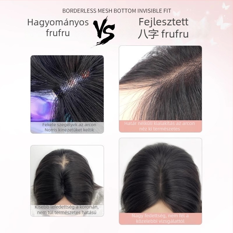 Természetes volumenű topper paróka koronai fedéséhez, valódi emberi haj, kézzel varrott, festhető és permelhető, modell Cloud Light Yarn