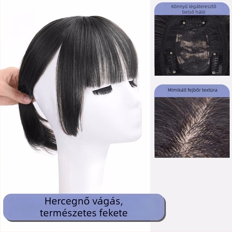 Hercegnő fazonú frufru paróka, LH52 modell, hőálló szálakból, Qi frufru, növeli a volumenét, könnyen viselhető
