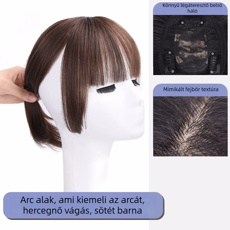 Hercegnő fazonú frufru paróka, LH52 modell, hőálló szálakból, Qi frufru, növeli a volumenét, könnyen viselhető