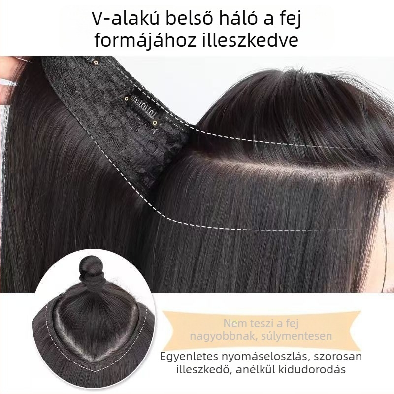Női egy darabos paróka hosszú göndör hajjal, varrat nélküli természetes hatás, hőálló rostokból készült paróka, koreai stílusú