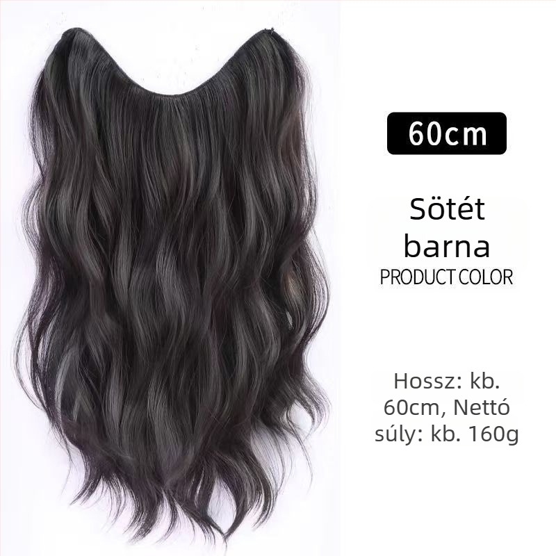 Női egy darabos paróka hosszú göndör hajjal, varrat nélküli természetes hatás, hőálló rostokból készült paróka, koreai stílusú