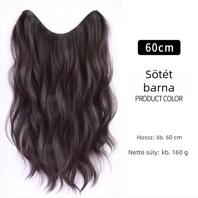 Női egy darabos paróka hosszú göndör hajjal, varrat nélküli természetes hatás, hőálló rostokból készült paróka, koreai stílusú