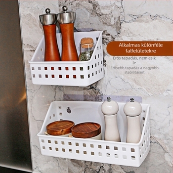 Fali fürdőszobai polc szívókoronggal, fúrás nélkül, 1 polc, műanyag, teherbírás 10 kg