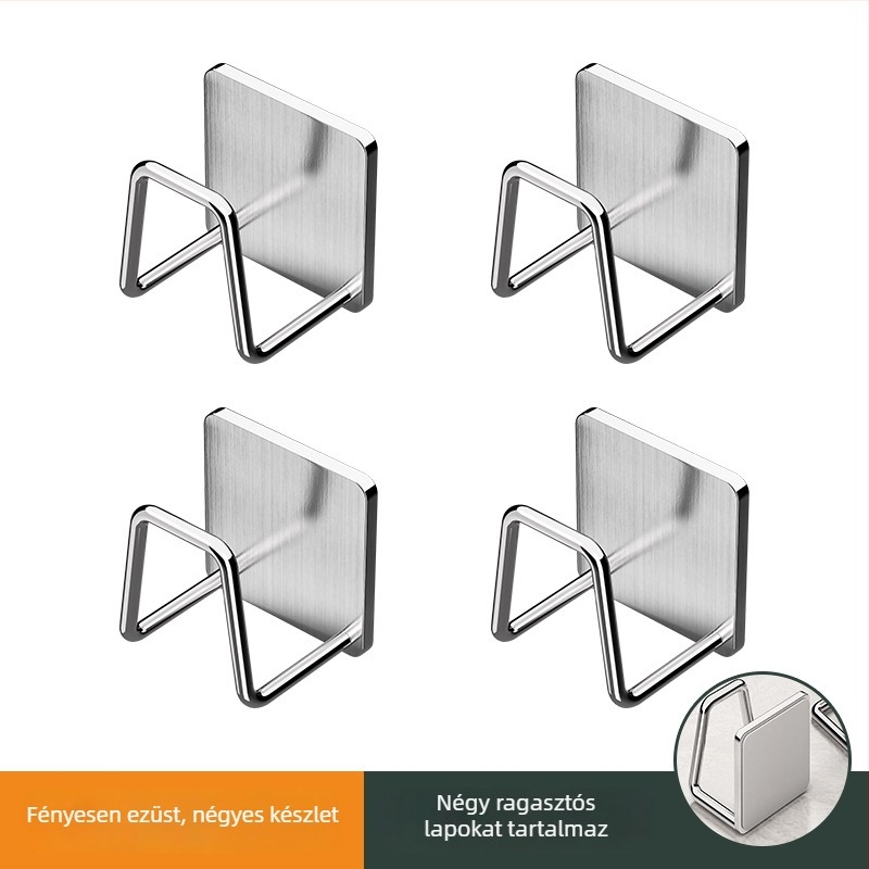 Rozsdamentes acélból készült falra szerelhető fürdőszobai akasztós polc a mosdó alatt, kefés felülettel, 1 polc, teherbírás 1 kg