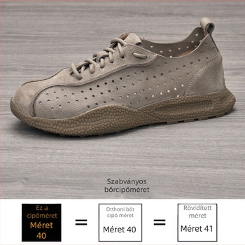 Férfiaknak szánt széles orrú mokaszín; felső rész első réteg marhabőrből; talpbetét első réteg disznó bőrből; gumitalp; csúszásmentes és légáteresztő