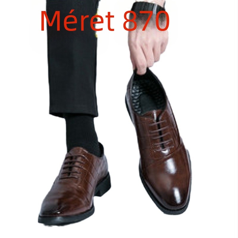 Férfi magas-talpú bőrcipő üzleti megjelenéshez, PU felsőrész, bőr talp, 18–40 éves fiataloknak