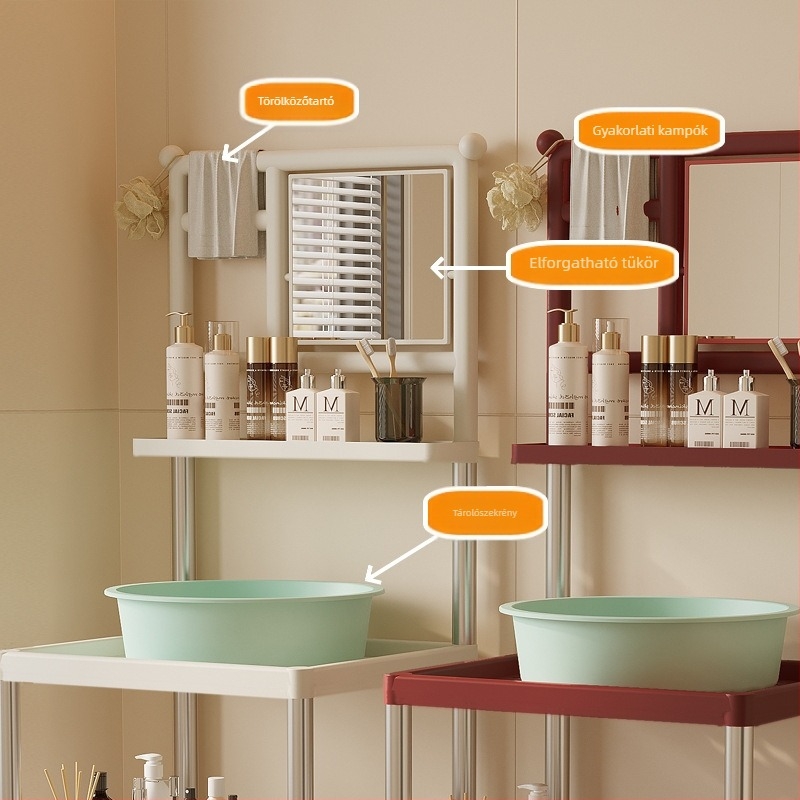 3-szintes műanyag mosdóállvány modern minimál stílusban