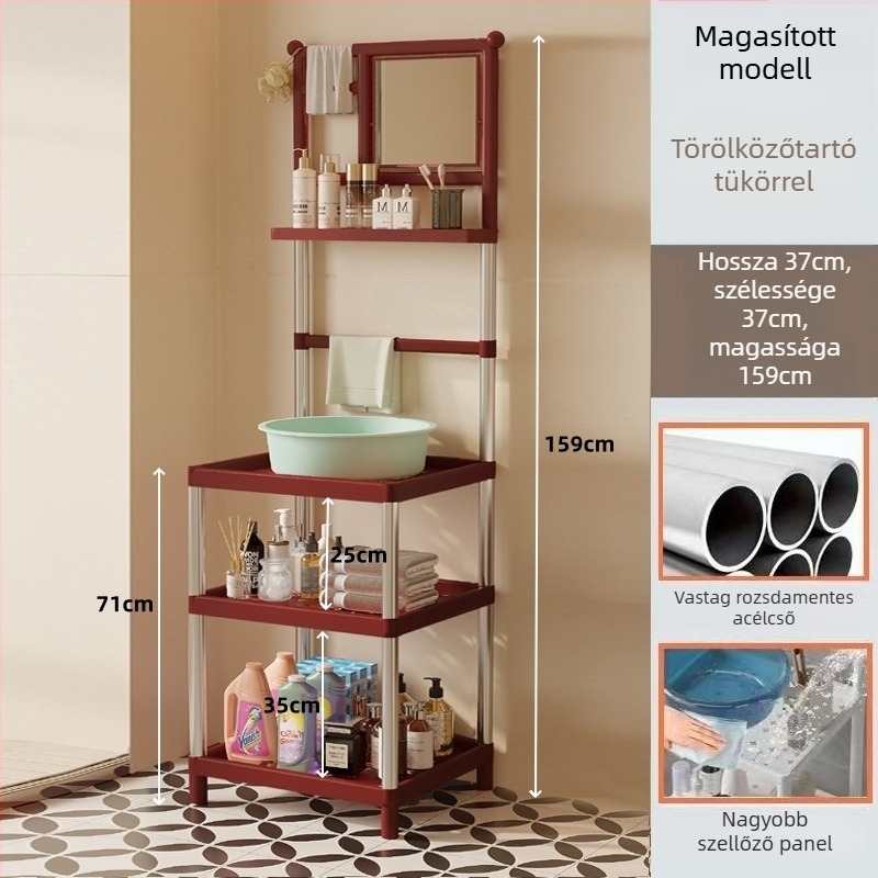 3-szintes műanyag mosdóállvány modern minimál stílusban