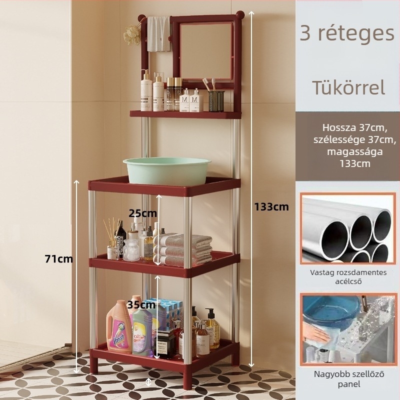 3-szintes műanyag mosdóállvány modern minimál stílusban