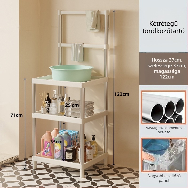3-szintes műanyag mosdóállvány modern minimál stílusban