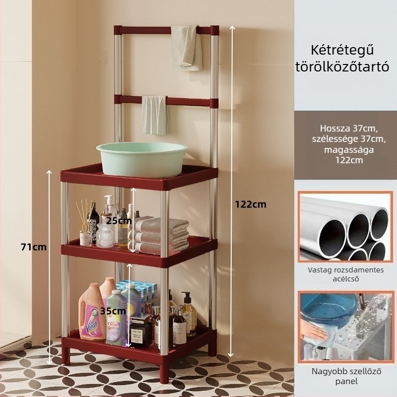 3-szintes műanyag mosdóállvány modern minimál stílusban