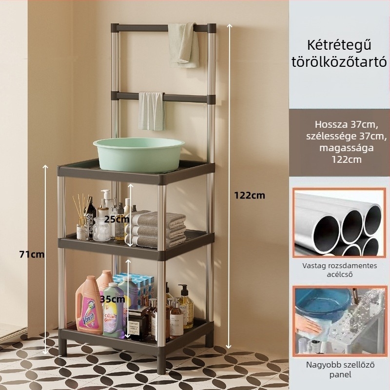 3-szintes műanyag mosdóállvány modern minimál stílusban