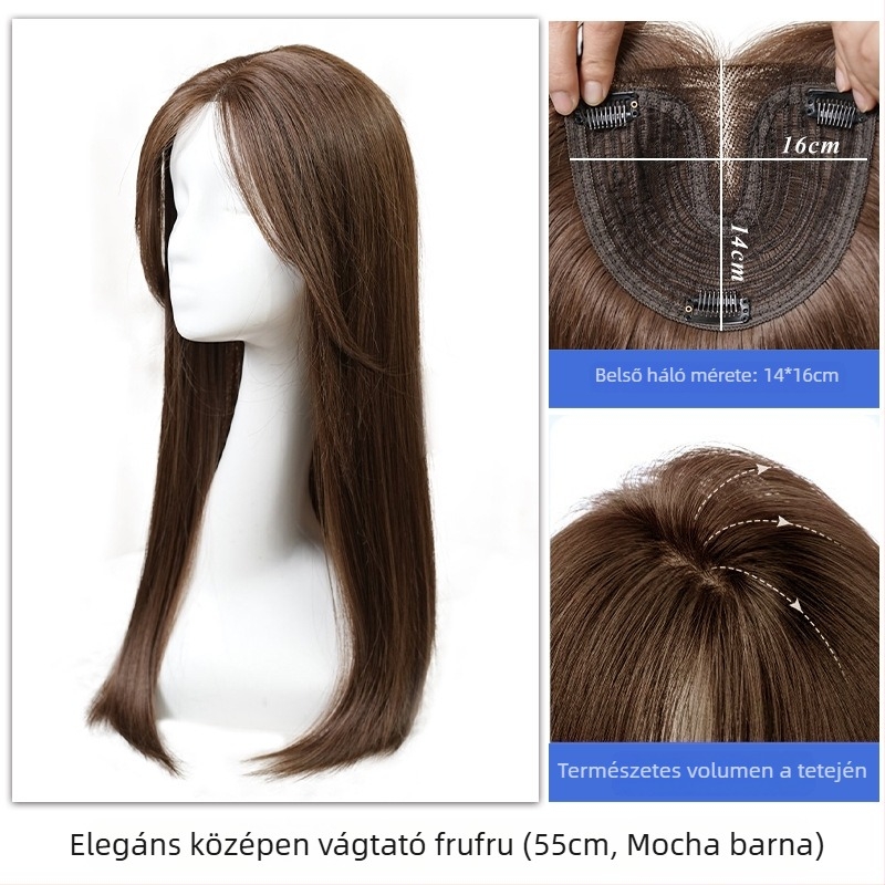 Kasha fehérjeselyem paróka darab, kézzel varrt, egyenes haj, feltölti és elfedi az őszülést