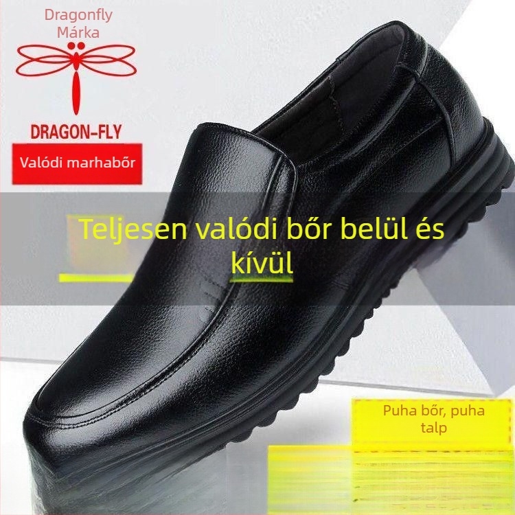 Férfi bőrből készült cipő, felsőrész kecske bőrből, talp gumi, faragott szárny mintás, idős férfiaknak, 2025 tavasz kiadás