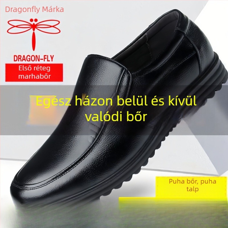 Férfi bőrből készült cipő, felsőrész kecske bőrből, talp gumi, faragott szárny mintás, idős férfiaknak, 2025 tavasz kiadás