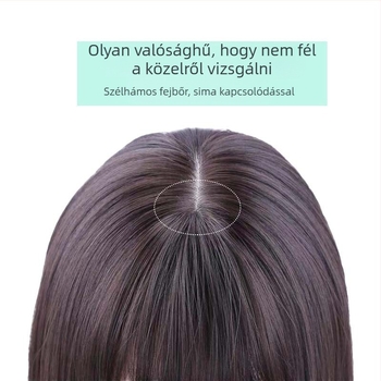 Női hajdarab, varrat nélküli a fej tetején, hőálló szintetikus egyenes haj, növeli a volume-t
