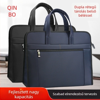 Dokumentumtáska – nagy kapacitású, vízálló, konferencia táska cipzárral (Márka: Qin Bo; Anyag: Oxford vászon; Stílus: Cipzár; Alak: Téglalap)