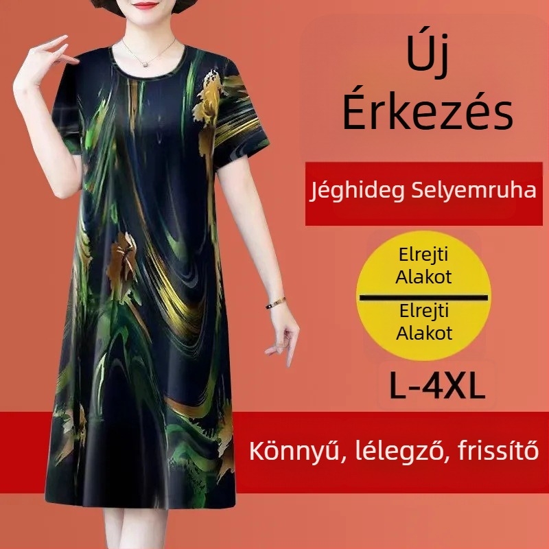 Középkorú és idősebb nőknek szóló ruha — többszintű gallér, extrán hosszú ujj, Leisure Wind stílus, poliészter anyag, Nyár 2023