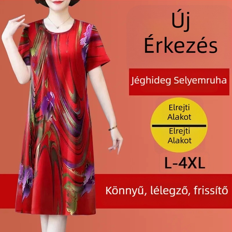 Középkorú és idősebb nőknek szóló ruha — többszintű gallér, extrán hosszú ujj, Leisure Wind stílus, poliészter anyag, Nyár 2023