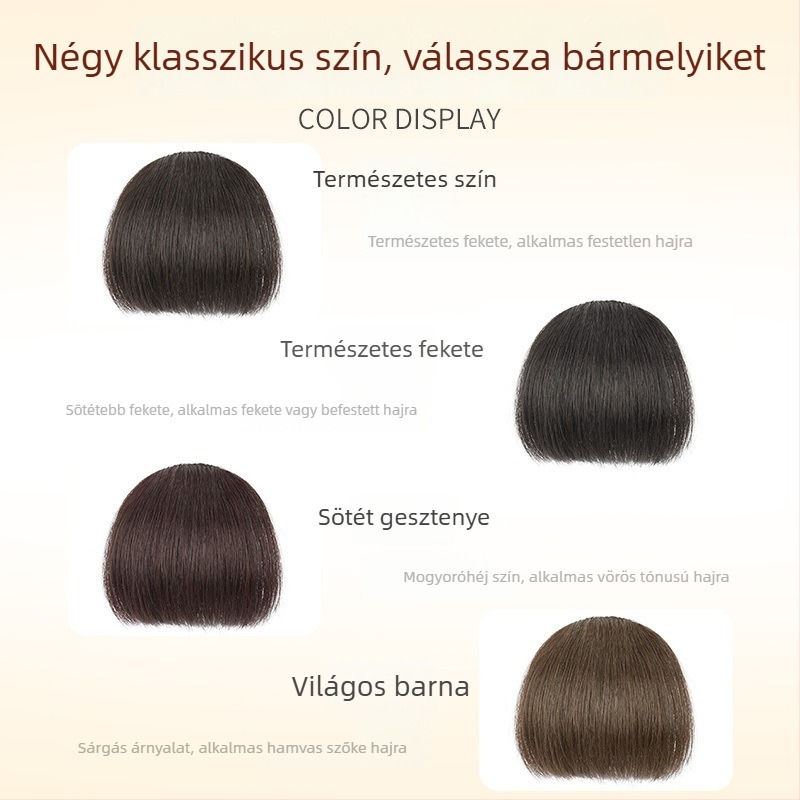 Szemöldökfrufruval ellátott paróka, természetes homlok, anime-stílusú frufrok, valódi emberi haj, varrat nélküli kivitelezés