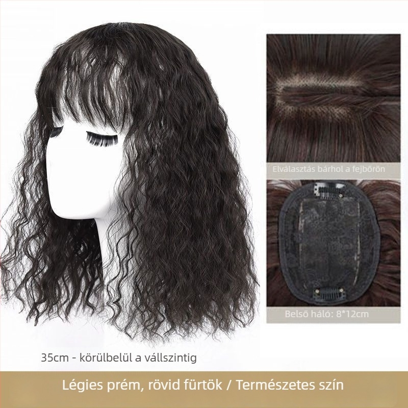 Paróka darab, volumennel, hőálló szálak, mechanizmusos feldolgozás, modell: Corn perm replacement block, súly: 60–75 g
