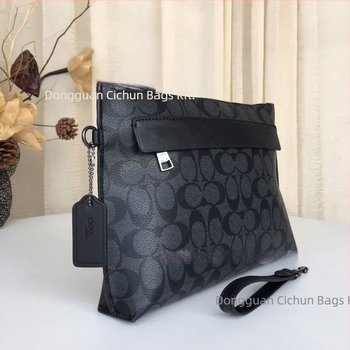 Férfi üzleti bőrtáska, clutch – vízálló, ultra könnyű, első réteg marhabőr, betűminta