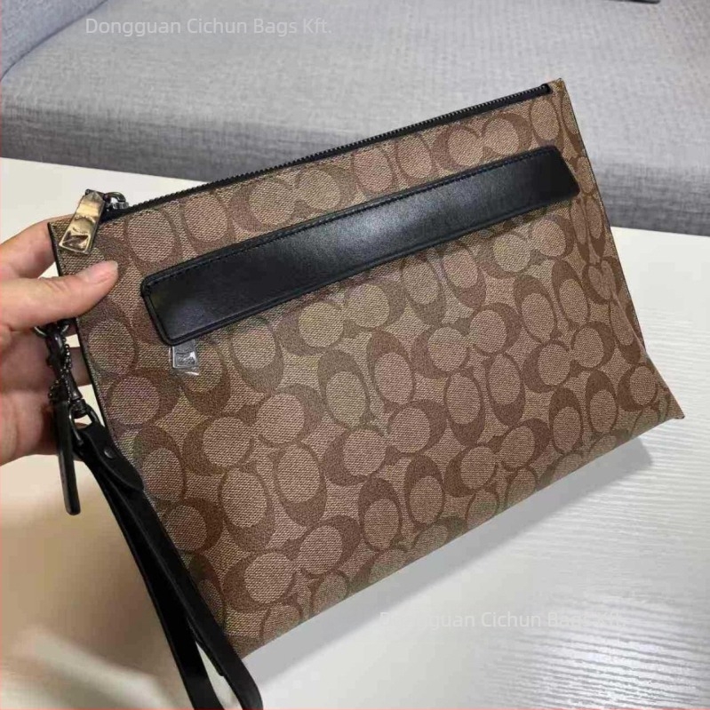 Férfi üzleti bőrtáska, clutch – vízálló, ultra könnyű, első réteg marhabőr, betűminta