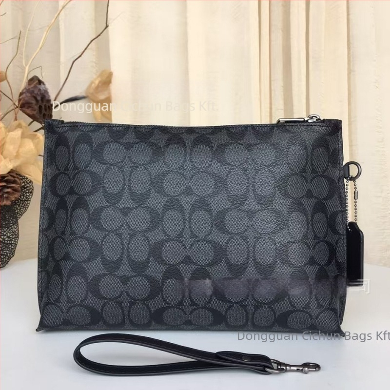 Férfi üzleti bőrtáska, clutch – vízálló, ultra könnyű, első réteg marhabőr, betűminta