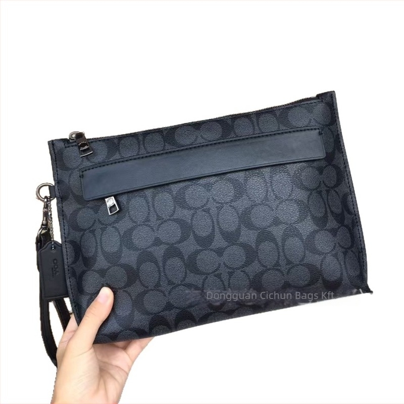 Férfi üzleti bőrtáska, clutch – vízálló, ultra könnyű, első réteg marhabőr, betűminta