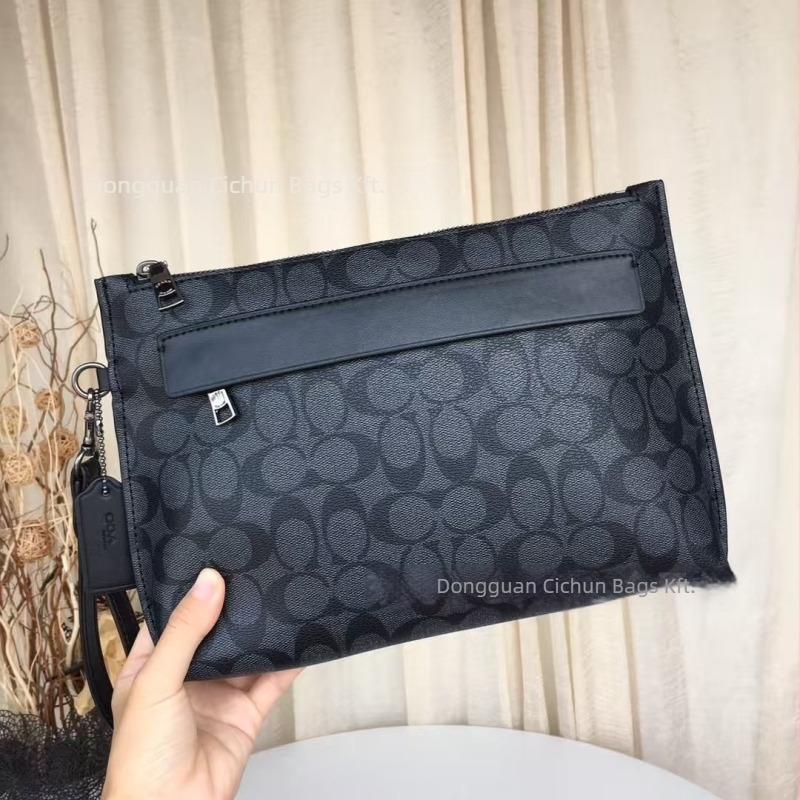 Férfi üzleti bőrtáska, clutch – vízálló, ultra könnyű, első réteg marhabőr, betűminta