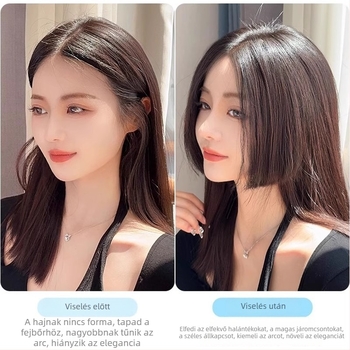 Princess-cut paróka bangs-szal, természetes hajvonal, középső rész, hajvonal módosítása, hőálló rost