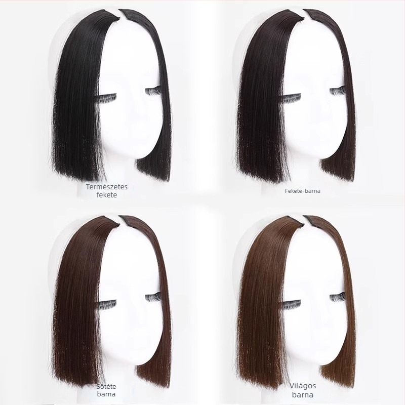 Princess-cut paróka bangs-szal, természetes hajvonal, középső rész, hajvonal módosítása, hőálló rost