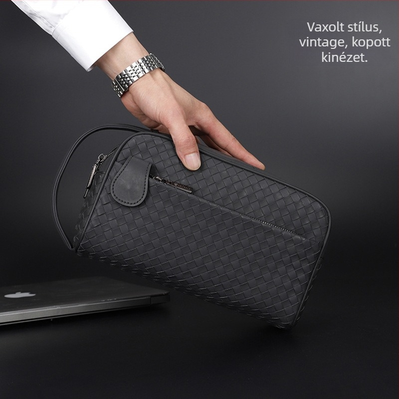 Férfi clutch - Ultrafilm bőr, szövés, könnyű kialakítás, velúr bélés, márka Rubaijuan