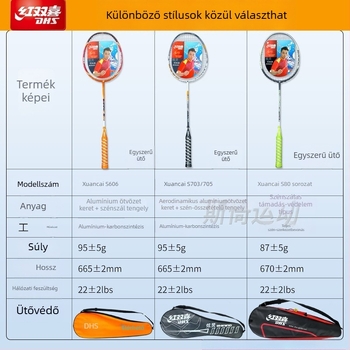 Badminton ütő, teljes karbonból készült, ultrakönnyű, tömege 95–100 g, vastagsága nyele G3, ütő típusa: egyenes, gyermekek számára alkalmas