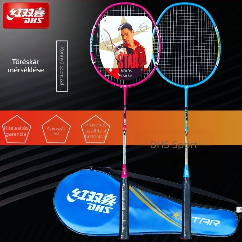 Badminton ütő, teljes karbonból készült, ultrakönnyű, tömege 95–100 g, vastagsága nyele G3, ütő típusa: egyenes, gyermekek számára alkalmas