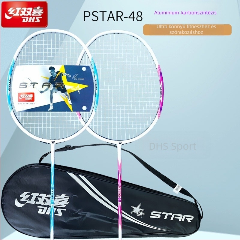 Badminton ütő, teljes karbonból készült, ultrakönnyű, tömege 95–100 g, vastagsága nyele G3, ütő típusa: egyenes, gyermekek számára alkalmas