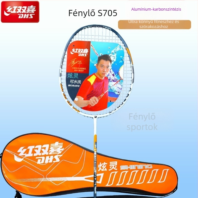 Badminton ütő, teljes karbonból készült, ultrakönnyű, tömege 95–100 g, vastagsága nyele G3, ütő típusa: egyenes, gyermekek számára alkalmas