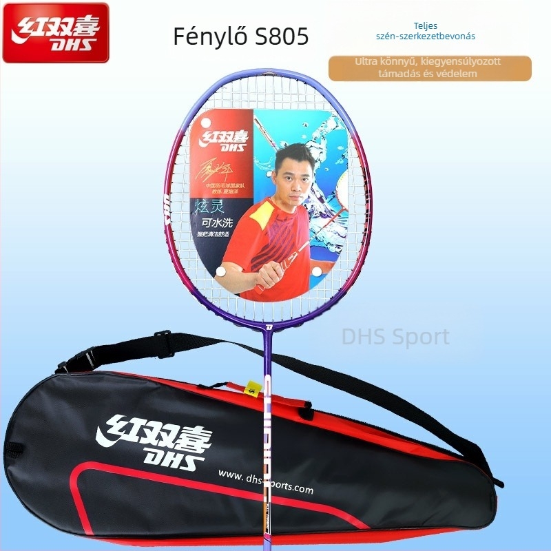 Badminton ütő, teljes karbonból készült, ultrakönnyű, tömege 95–100 g, vastagsága nyele G3, ütő típusa: egyenes, gyermekek számára alkalmas