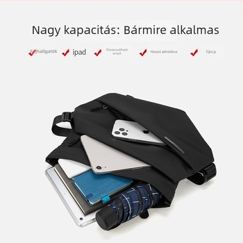 Férfi mellkasi táska keresztpánttal - nejlon, kopásálló, 10 hüvelykes laptop befogadó, utcai stílus, téli szezon 2022