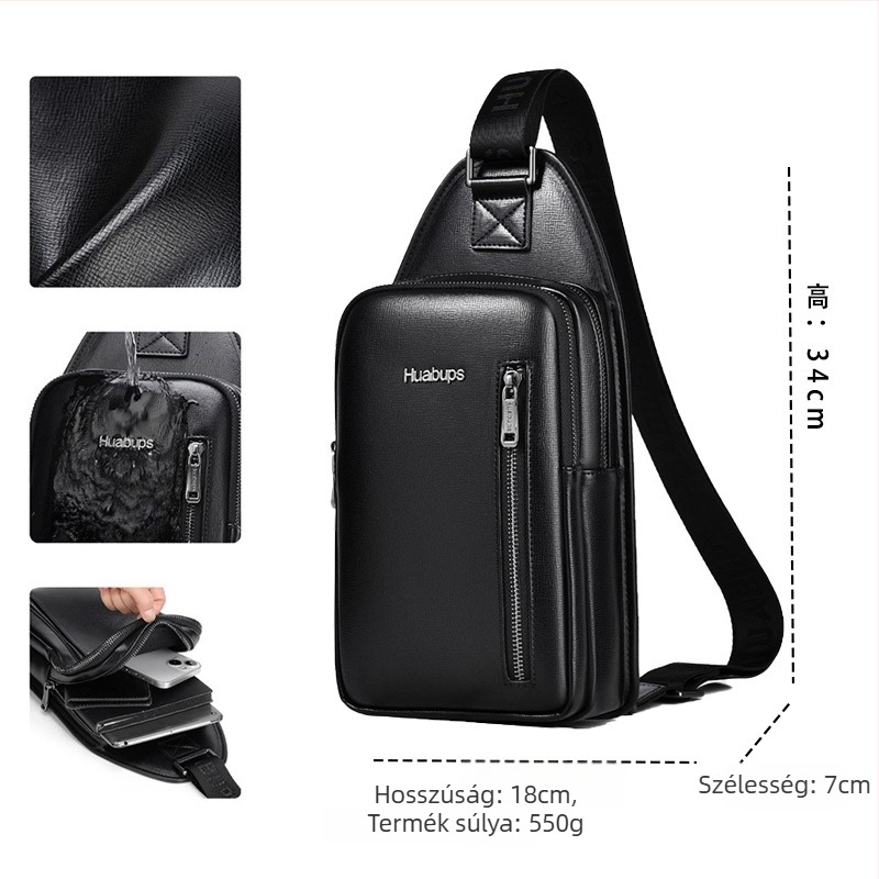 Férfi Crossbody táska, városi stílus, PU bőr, vízálló, nagy kapacitás, mindennapi használatra