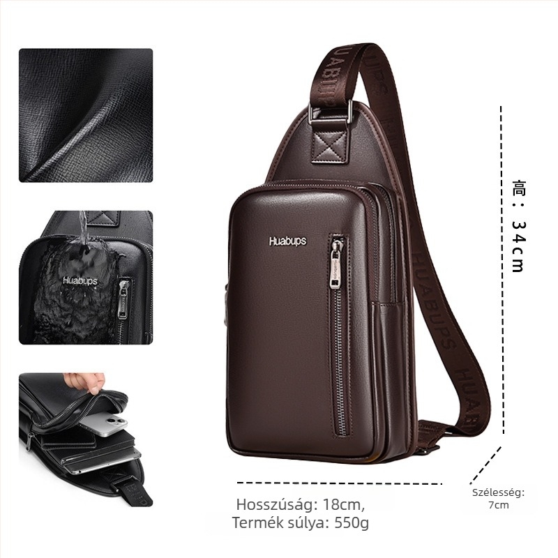 Férfi Crossbody táska, városi stílus, PU bőr, vízálló, nagy kapacitás, mindennapi használatra