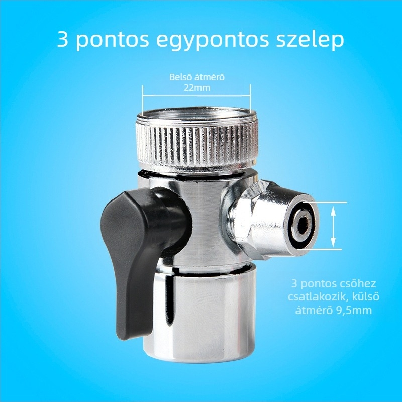 Csaptelehez való víztisztító csatlakozó adapterrel és vízszétválasztóval, csőátmérők 4–2 és 1/2–1/4 hüvelyk